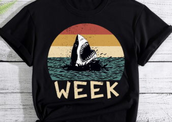 Retro Shark Fin Week 2023 Shark Lover Ocean Wildlife Summer PC t shirt design online
