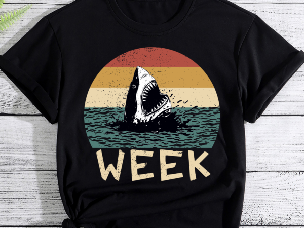 Retro shark fin week 2023 shark lover ocean wildlife summer pc t shirt design online