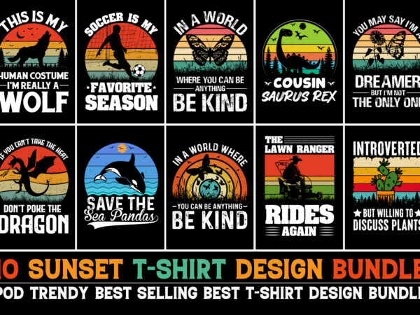 Sunset colorful t-shirt design bundle