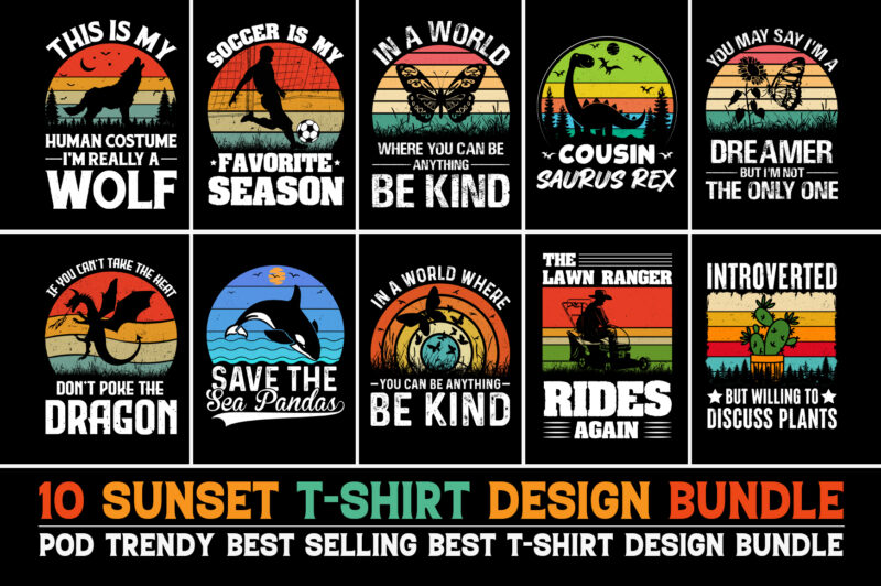 Sunset Colorful T-Shirt Design Bundle