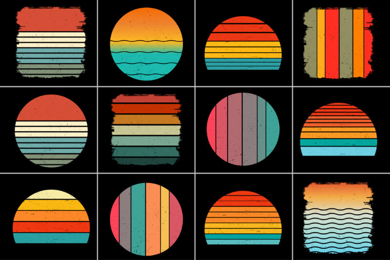 Sunset Colorful T-Shirt Background Bundle