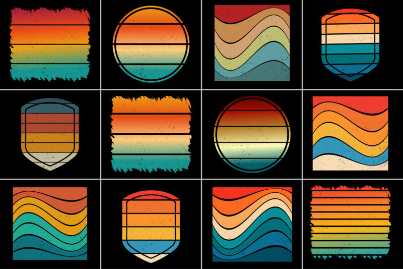 Sunset Colorful T-Shirt Background Bundle