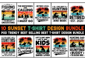 Retro Vintage Sunset T-Shirt Design Bundle