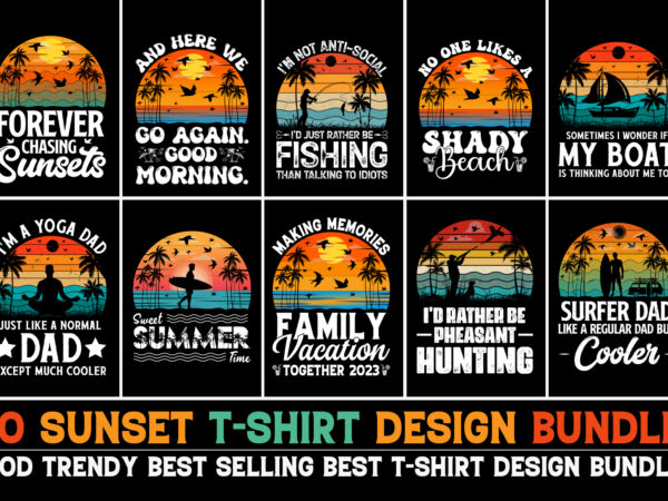 Retro vintage sunset t-shirt design bundle