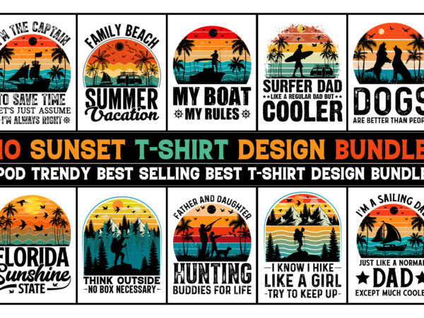 Retro vintage sunset t-shirt design bundle