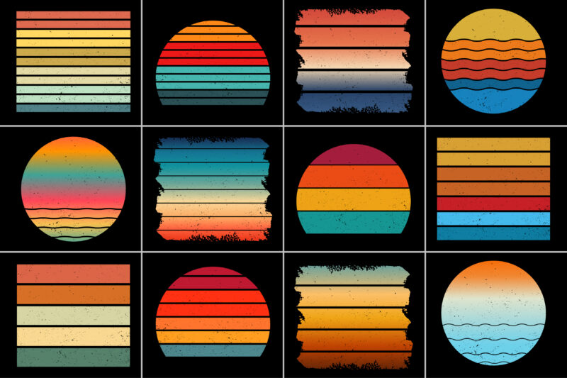 Sunset Colorful T-Shirt Background Bundle