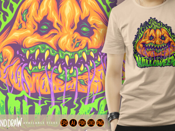 Rotten pumpkin monster fruity fright monster t shirt design online