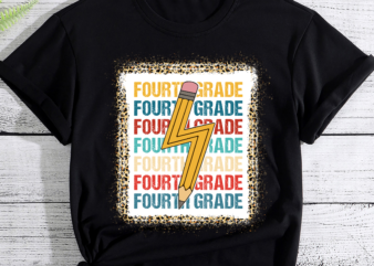 Fourth Grade Lightning Bolt Pencil Retro Teacher Boys Girls PC t shirt graphic design