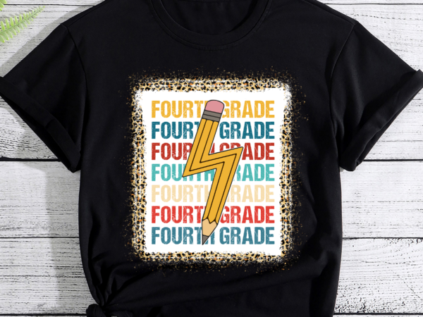 Fourth grade lightning bolt pencil retro teacher boys girls pc t shirt graphic design