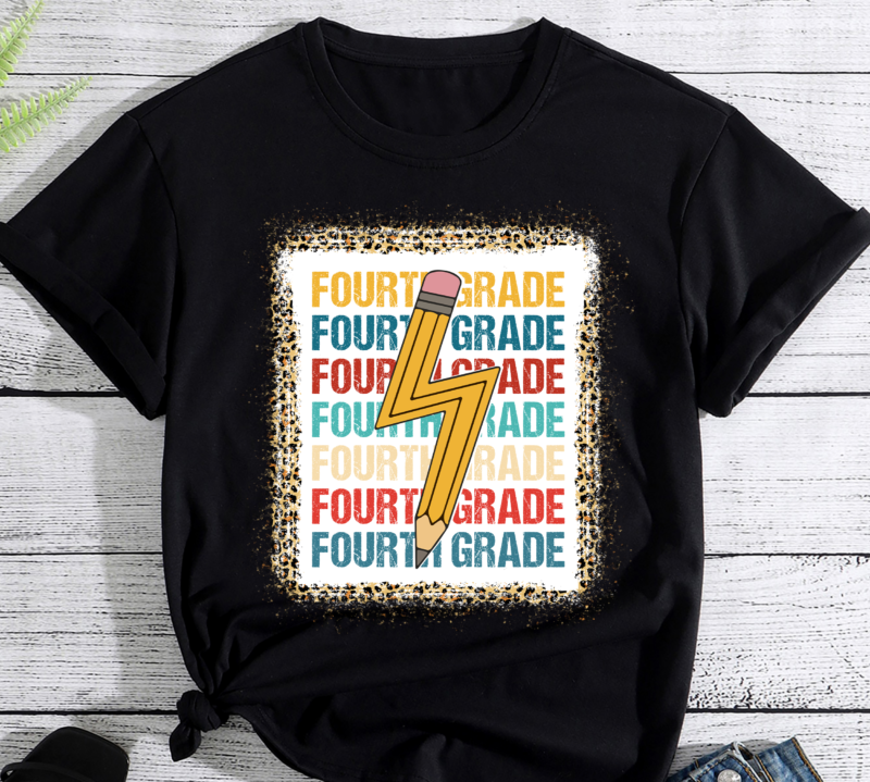 Fourth Grade Lightning Bolt Pencil Retro Teacher Boys Girls PC