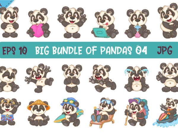 Big bundle of cartoon pandas 04. animal art. t shirt template