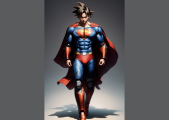Son Goku Super Man t shirt design graphic, Son Goku Super Man best seller tshirt design, Son Goku Super Man tshirt design, Son Goku Super Man png file