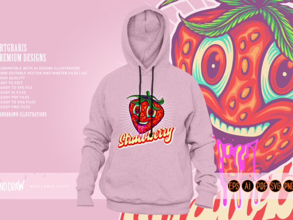 Strawberry field strain juicy genetics t shirt template vector