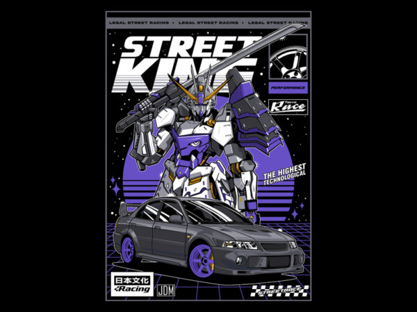 Street king t shirt template vector