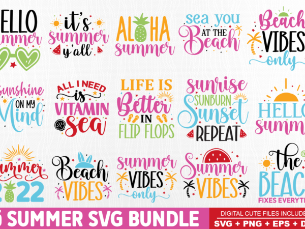 Summer svg bundle, summer tshirt bundle