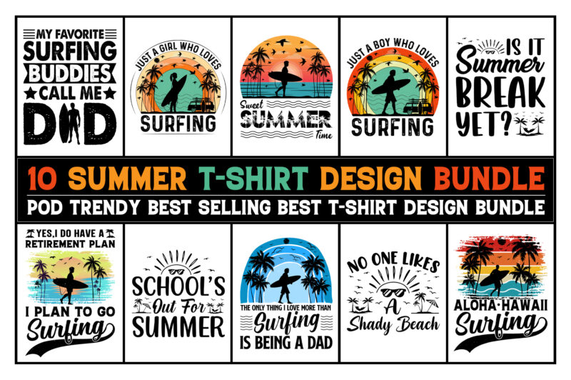 Summer T-Shirt Design Bundle