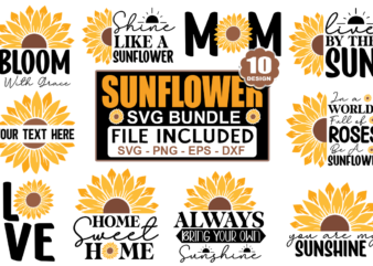 Sunflower SVG Bundle, Sunflower T-Shirt Bundle