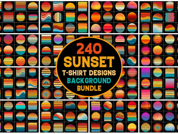 Sunset colorful t-shirt background bundle