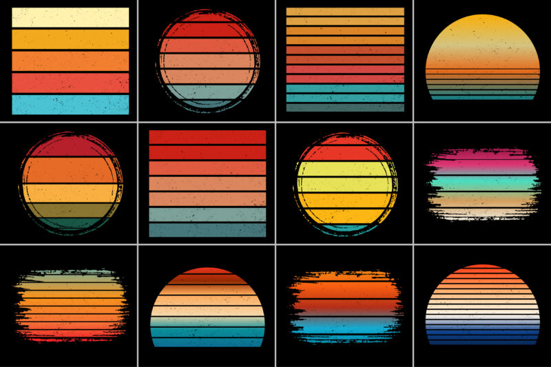 Sunset Colorful T-Shirt Background Bundle