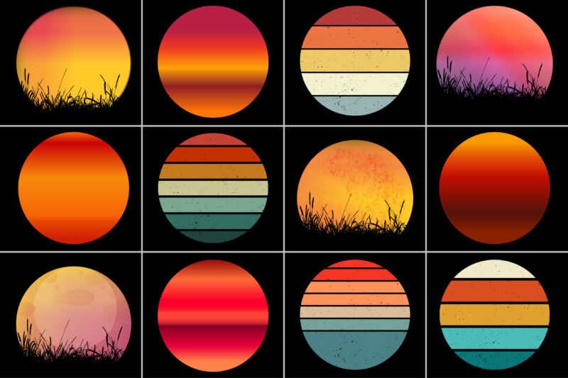 Sunset Colorful T-Shirt Background Bundle