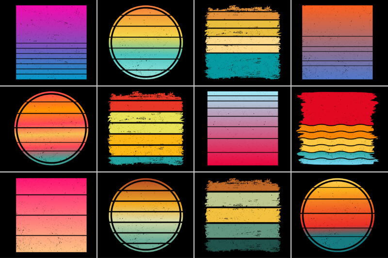 Sunset Colorful T-Shirt Background Bundle