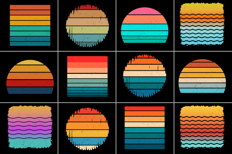 Sunset Colorful T-Shirt Background Bundle