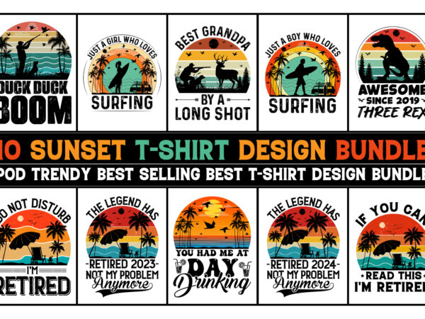 Sunset retro vintage t-shirt design bundle Sunset retro vintage t-shirt design bundle