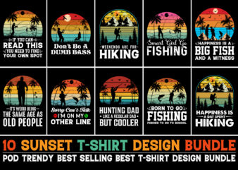 Sunset Retro Vintage T-Shirt Design Bundle