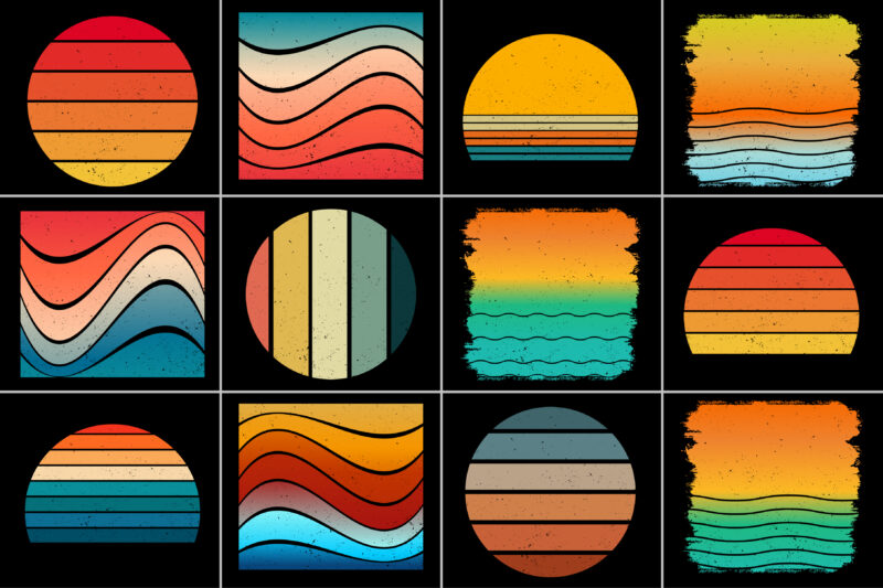 Sunset Colorful T-Shirt Background Bundle