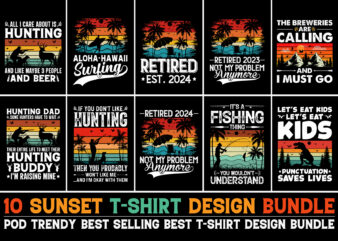 Sunset Vintage Retro T-Shirt Design Bundle