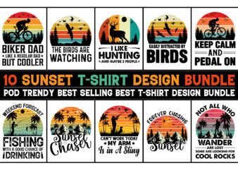 Sunset Vintage T-Shirt Design Bundle