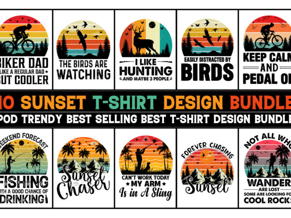Sunset vintage t-shirt design bundle