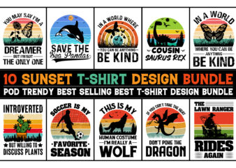 Sunset Vintage T-Shirt Design Bundle