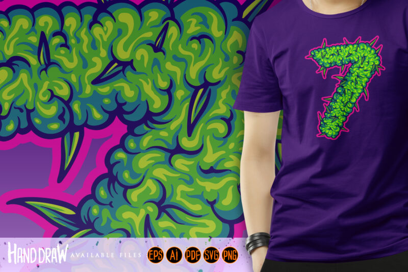 Number 7 monogram marijuana bliss flower buds detail