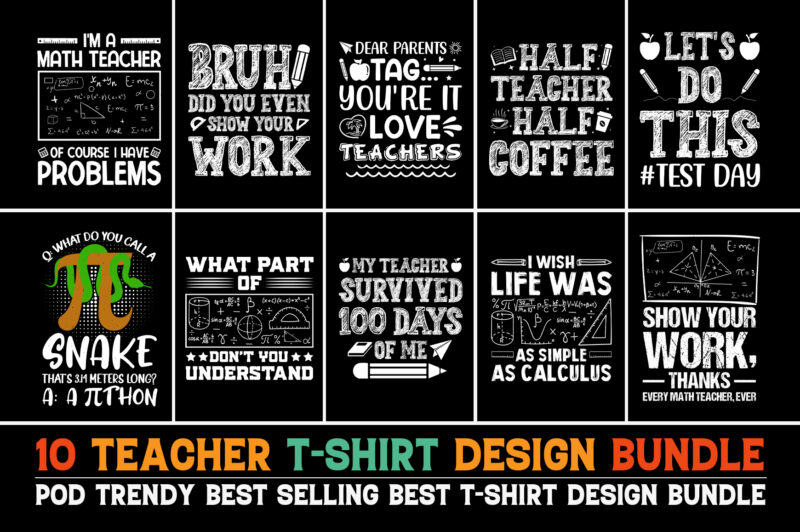 Teacher T-Shirt Design Bundle