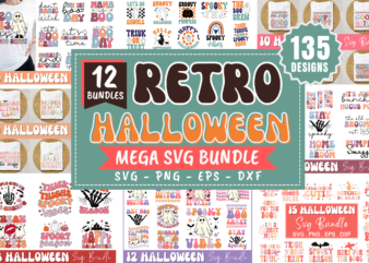 Retro Halloween Svg bundle, Halloween T-shirt Bundle,fall tshit designs,halloween t-shirt designs