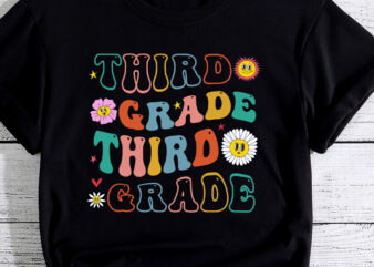 Third Grade Groovy Back To School Team Teacher Student t shirt designs for sale