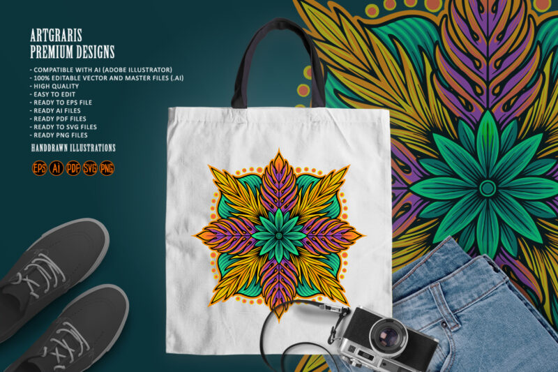 Intricate floral mandala fantastical blooms ornament