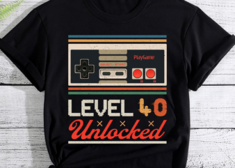 Unlocked Level 40 Birthday Boy Video Game Controller PC t shirt vector graphic