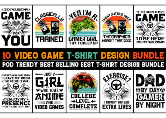 Video Game T-Shirt Design Bundle