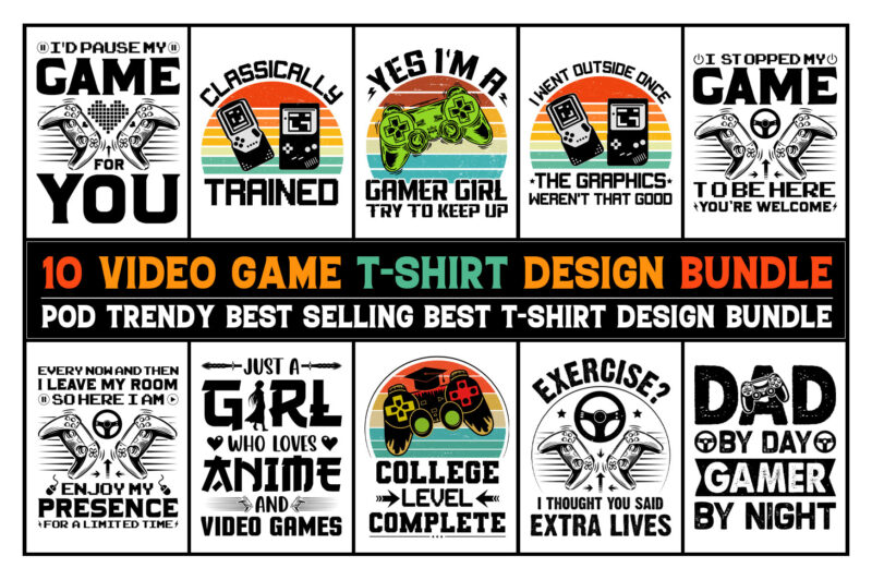 Video Game T-Shirt Design Bundle