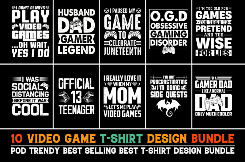 Video Game T-Shirt Design Bundle