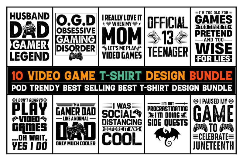 Video Game T-Shirt Design Bundle