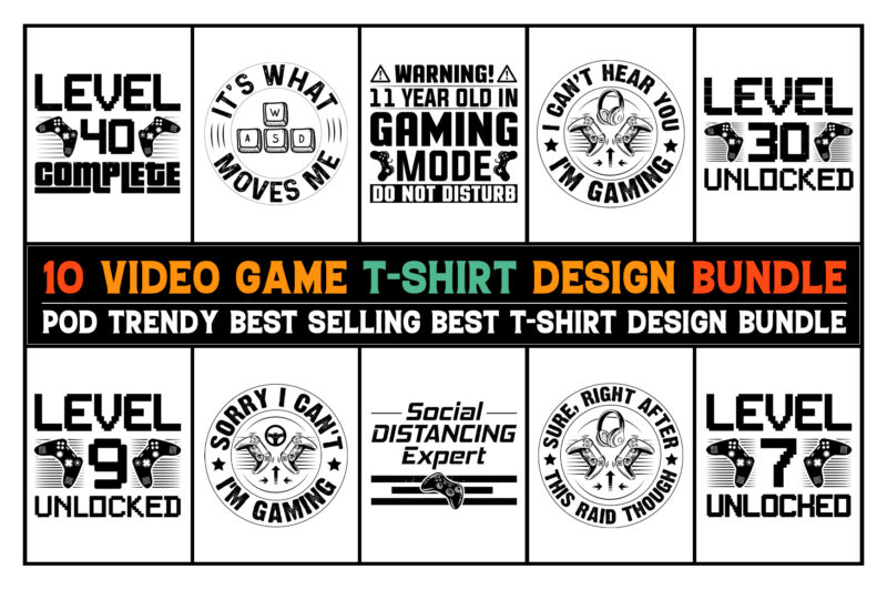 Video Game T-Shirt Design Bundle