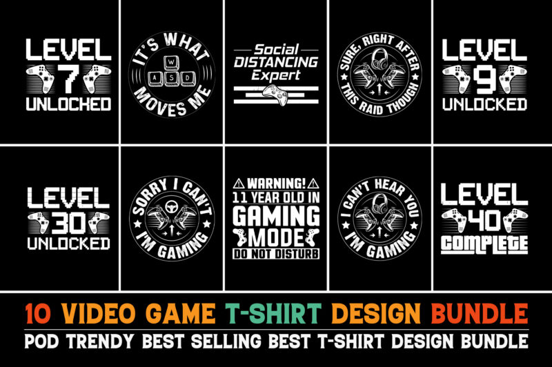 Video Game T-Shirt Design Bundle-