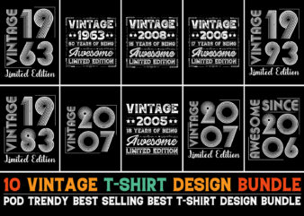 Vintage Birthday T-Shirt Design Bundle