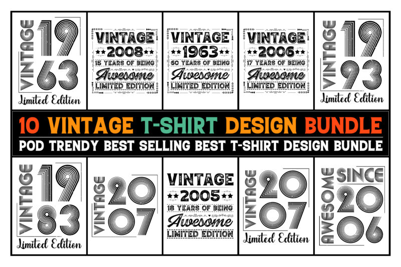 Vintage Birthday T-Shirt Design Bundle