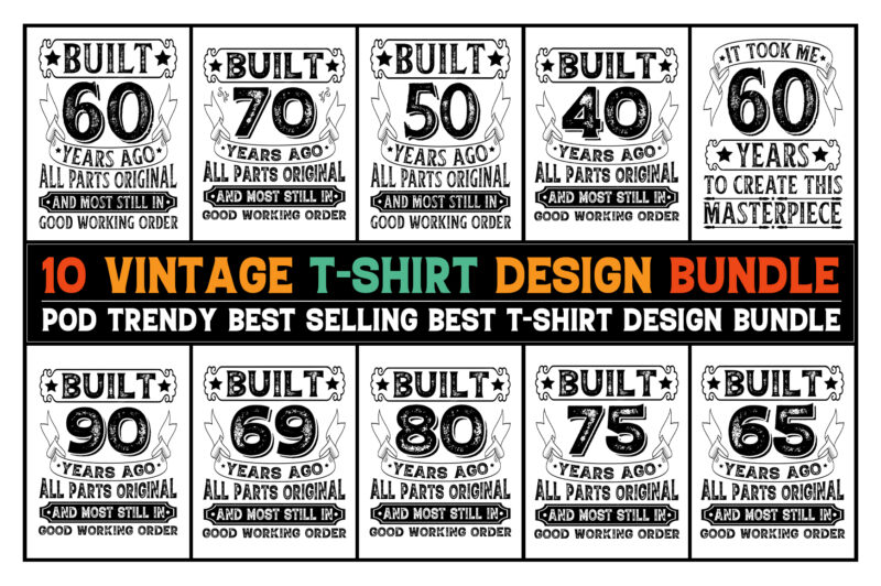 Vintage Birthday T-Shirt Design Bundle