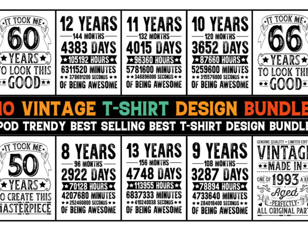 Vintage birthday t-shirt design bundle