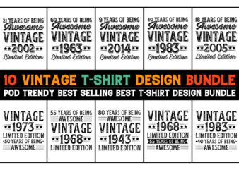 Vintage Birthday T-Shirt Design Bundle